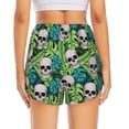 thumbnail image 4 of Xecao's Skull and Palm Leaves for a double-layer running short for women, perfect for gym, tennis, and more, featuring a convenient pocket., 4 of 9