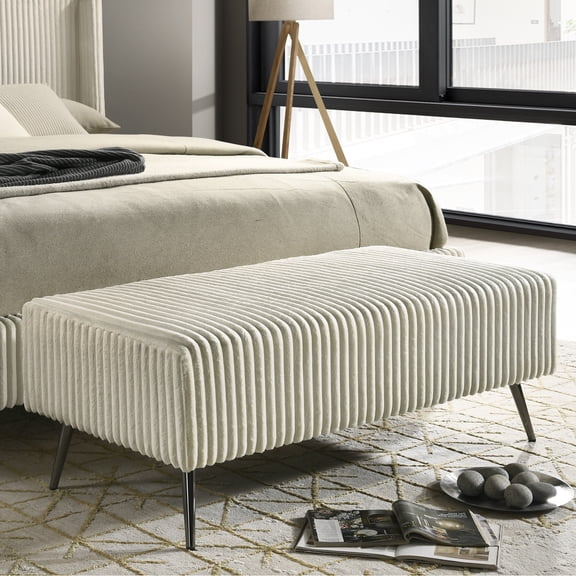 Miekor Furniture Mavela Wide Wale Corduroy Upholstery Bench, Cream 04639