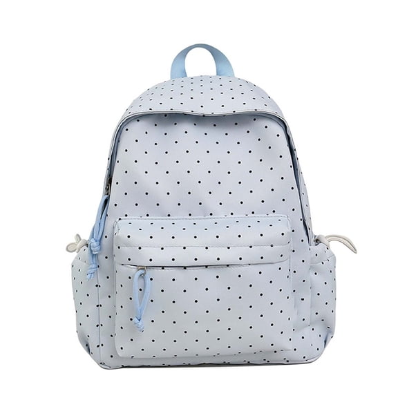 StlyGar Polka Dot Backpack Cutecore Cute Daypack with Drawstring Side Pockets Small Kawaii Sweet Nylon Zipper Shoulder Bag for Women