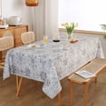 thumbnail image 6 of Rectangle Tablecloth 60x120 Inches -Linen Farmhouse Geometric Patterned Tablecloth Waterproof Decorative Washable Fabric Table Cloth for Kitchen Dining Moroccan Tablecloth，Grey, 6 of 6