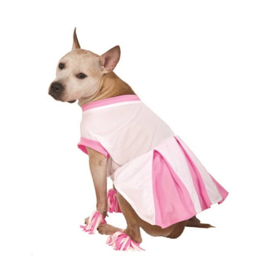 Rubies Dog Cheerleader Costume Pink Cheer Leader Pet Outfit Pom Pom Anklets S