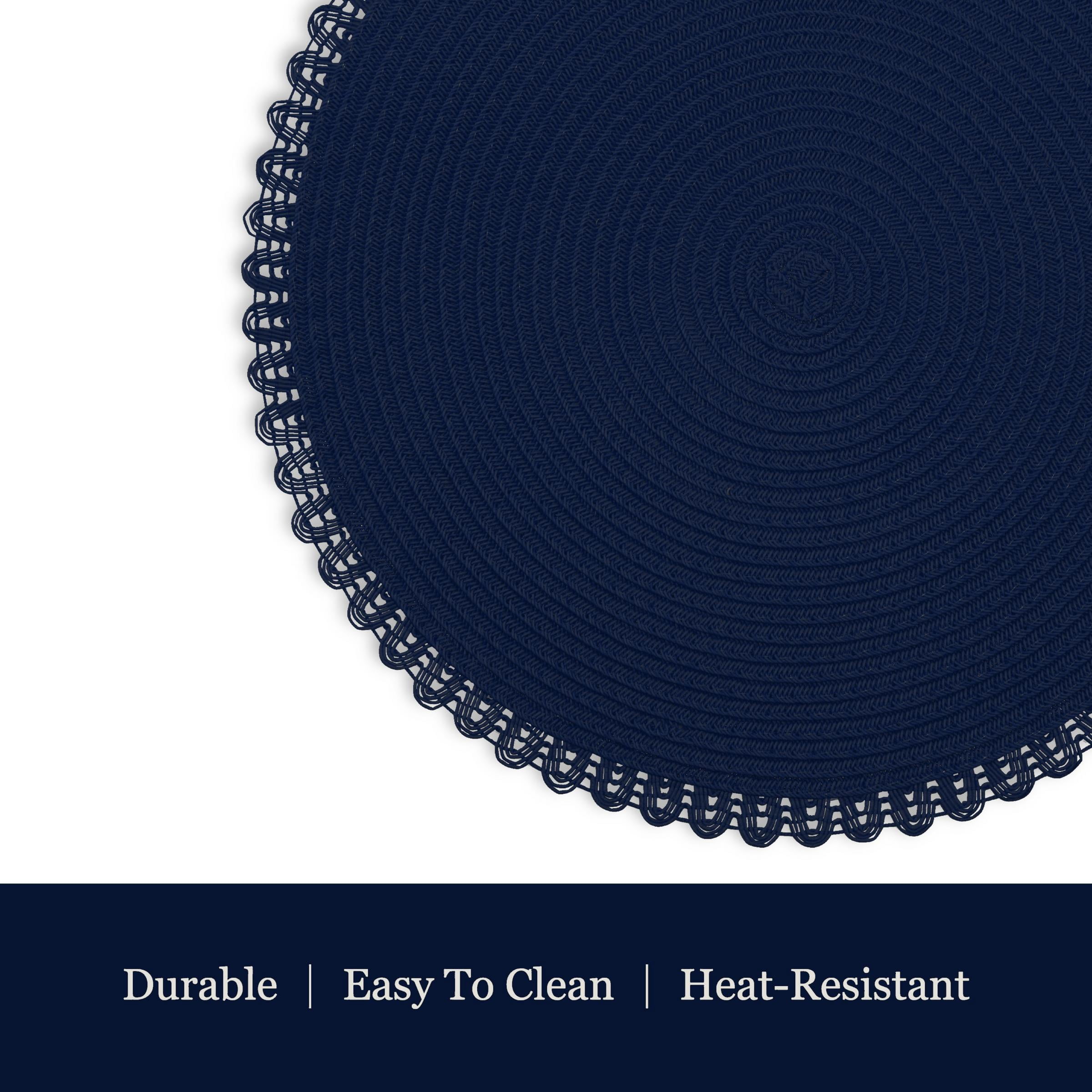 Dainty Home Set of 6 Placemats | Elegant and Durable | 15x15 in Round Woven Non-Slip Washable Place Mats | Tear-Resistant Heat | Resistant Placemats