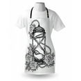 thumbnail image 3 of Tattoo Apron Pencil Drawing Romantic Theme Hourglass Symbol of Eternal Love with Roses Print, Unisex Kitchen Bib Apron with Adjustable Neck for Cooking Baking Gardening, Black and White, by Ambesonne, 3 of 3