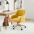 thumbnail image 2 of Modern Water and Stain Resistant Boucle Fabric Upholstered Rolling Task Chair Height Adjustable Swivel Vanity Chair, Mustard, 2 of 5