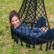 Equip Avocado Macrame Hammock Chair, Cotton Blend Black, Size 47” H x 27” W, Capacity 250 lb.