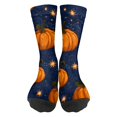 thumbnail image 2 of Voska Pumpkin Bat Patterns Stretch Mid-Calf Socks - Designed specifically for running, stylish and breathable for training. Dark Blue One Size, 2 of 6