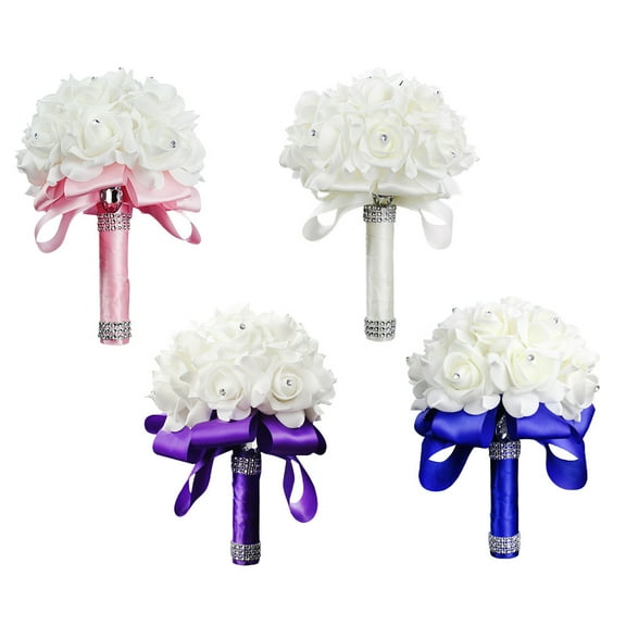 KALLORY 1Pc Artificial Flower Bouquet Bridal Flowers for Wedding Dark Blue Foam 11.8x7.1x9.4in