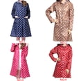 thumbnail image 3 of Bewildely Poncho impermeable largo con capucha de lunares de moda portátil reutilizable para mujer y niña con bolsillos delanteros Tela de costura y artesanía azul profundo, 3 of 6