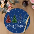thumbnail image 3 of Navy Blue Christmas Round Placemats Set of 6, Braided Polypropylene Place Mats, Xmas Tree Winter Snowflake Washable Table Mats for Kitchen Dinner Holiday Wedding Party Coffee Table Decoration 15", 3 of 9