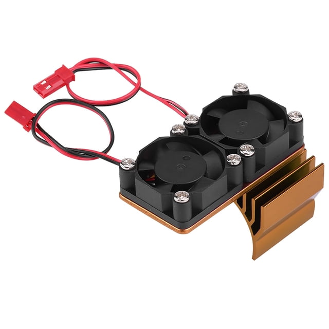 Eddwiin Disipador de Calor RC Motor, 540/550 Motor Twin Cooling Twin Ventiladores Disipador de Calor para Coche eléctrico RC a Escala 1/10(Oro)