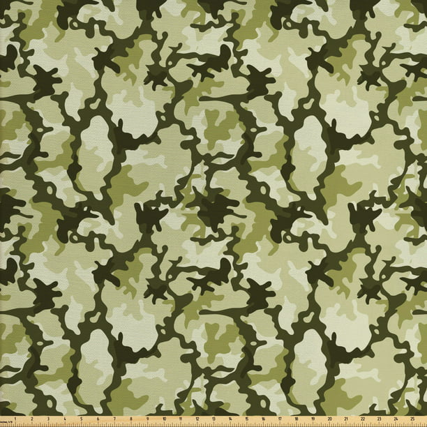 Camo Fabric by The Yard, Pattern in Green Shades Background Woodland ...