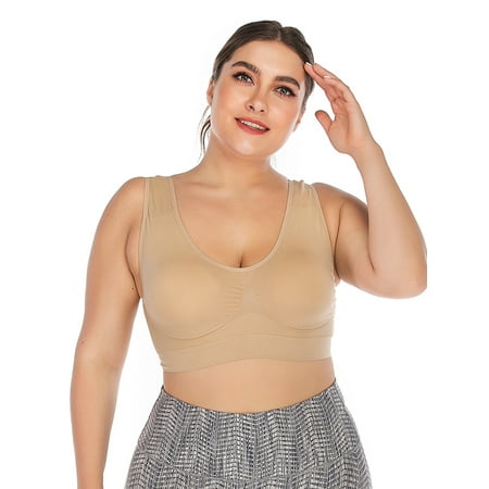 

KingShop Women s Front Sport Bra With Pads Yoga Bra Comfort Sleep Bra Plus Size