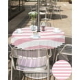 thumbnail image 3 of Outdoor Tablecloth Pink and White Stripes Round Patio Tablecloths 60 Inch, Waterproof Table Cloths with Umbrella Hole and Zipper, Striped Simple Summer Table Cover for Outdoor Tables Garden, 3 of 4
