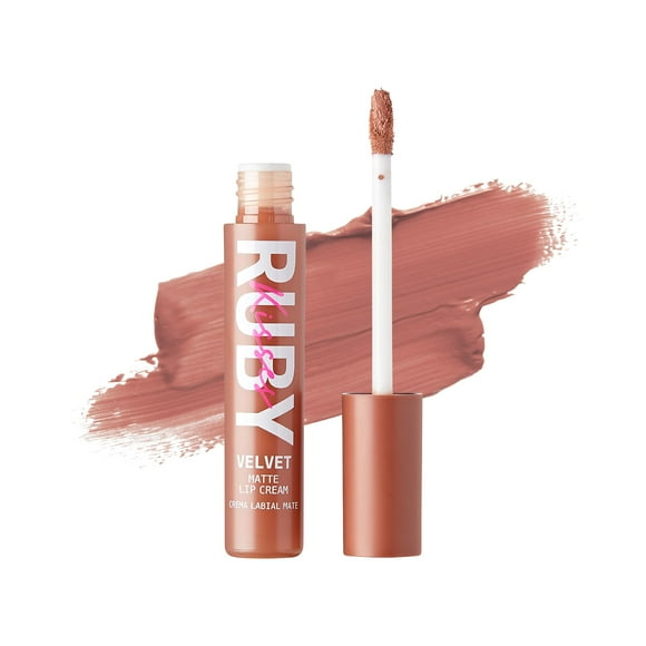 Ruby Kisses Velvet Lip Cream Matte Finish Lipstick Rich Color Long Lasting Lip Stain Lightweight Nourishing Hydration High Pigment Lip Tint (Skin Deep)