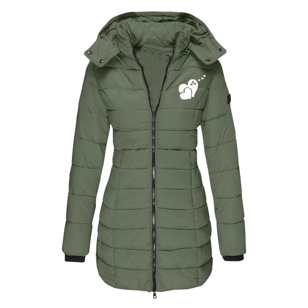 Chaqueta y abrigo informal de manga larga con capucha para mujer, estilo San Valentín, informal, de longitud media, cálido, con estampado, de algodón, con capucha, blusa, abrigo para mujer