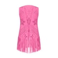 thumbnail image 5 of Amidoa Retro Coats for Women Cutout Open Front Pink Suede Vest Dressy Fringe Sleeveless Waistcoat Womens Jackets XL, 5 of 8