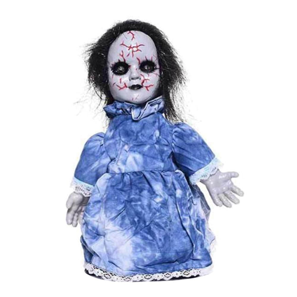 Animated Crawling Zombie Scary Ghost Baby Doll Haunted Doll with Sound Sensor Flashing Eyes Halloween Decoration Party Haunted House