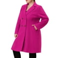 thumbnail image 4 of Agnes Orinda Women's Plus Size Peacoat Notched Lapel Double Breasted Winter Long Coat with Pockets 2X Hot Pink, 4 of 6