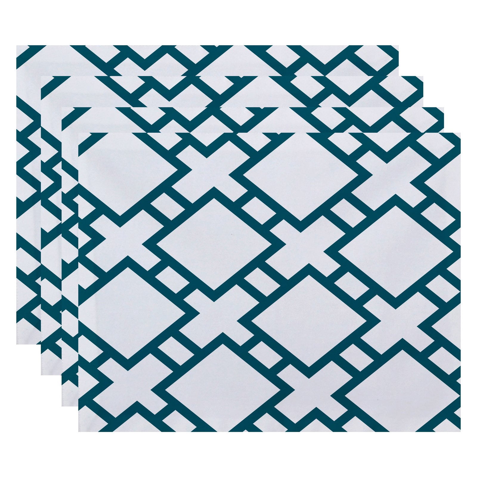 Simply Daisy, 18 x 14 Inch Square in St. Louis Geometric Print Placemat (set of 4), Green