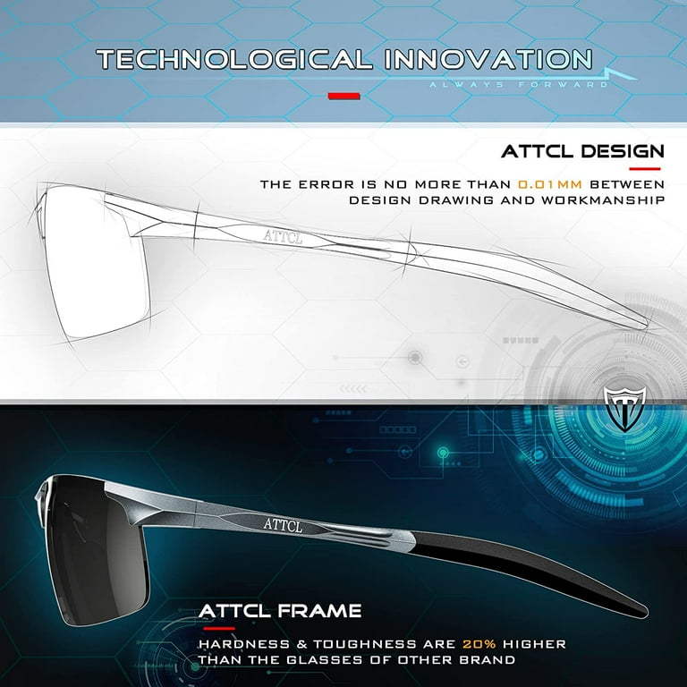 ATTCL Mens Sports Driving Polarized Sunglasses for Men Al-mg metal