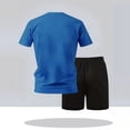 thumbnail image 5 of hotojiny Men's Tracksuit Summer 2 Piece Set Short Sleeve Crew Neck T-Shirt and Sweat Shorts Sweatsuit Sets Loungewear(Blue,XX-Large), 5 of 7