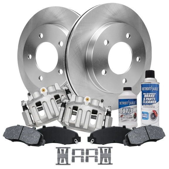 Detroit Axle - 4WD 5 Lugs Front Disc Rotors Brake Calipers Ceramic Brake Pads Replacement for 1997-2000 2001 2002 2003 Ford F-150