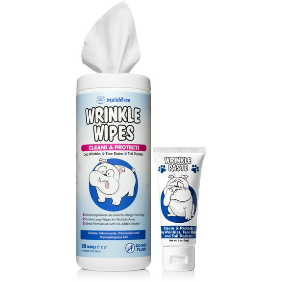 Squishface Wrinkle Paste   Wrinkle Wipes for Dog Wrinkles & Tear Stains