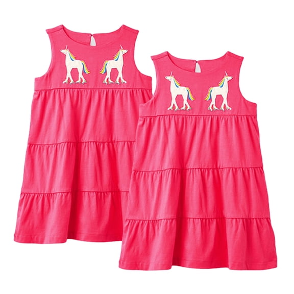 KYAIGUO 2-8T Baby Girls Summer Sleeveless Dresses for Toddler Kids A-Line Casual Cotton Dress Cartoon Princess Dress