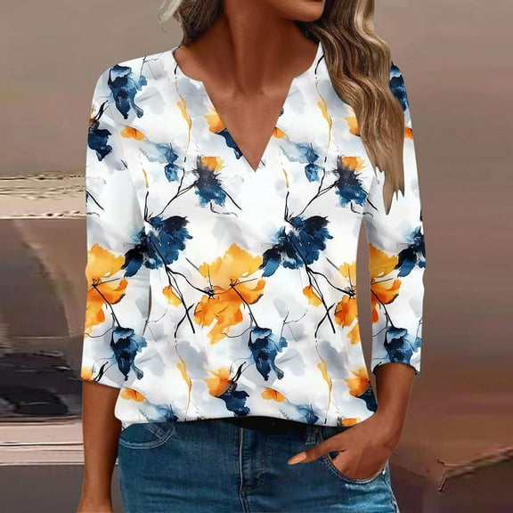 3/4 Sleeve Summer Tops for Women Womens Summer Cotton Shirts Boho White Tshirts Shirts for Women Gym Oversized Tops for Women Loose Fit by me