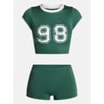 thumbnail image 5 of No Boundaries Seamless Cropped Tee and Boyshorts Set, 2 Piece, Women's XS-XXXL, 5 of 5