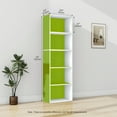 thumbnail image 4 of HOMLUX 5-Tier 52" Engineered Wood Bookcase, Storage Bookshelf for Study Office, White & Green, 4 of 7