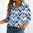 thumbnail image 2 of felwors Loose Fit Printed Button-Up Shirts for Women - Soft Lightweight Long Sleeve Blouses, Wrinkle Resistant, Perfect for Work & Vacation (Blue, XXXL), 2 of 8