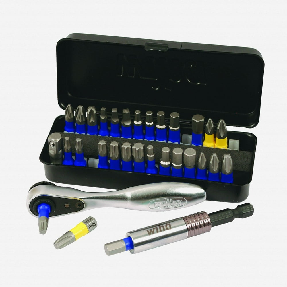 Wiha 76889 Impact Bit Set with Ratchet and Compact Storage Box, 32
