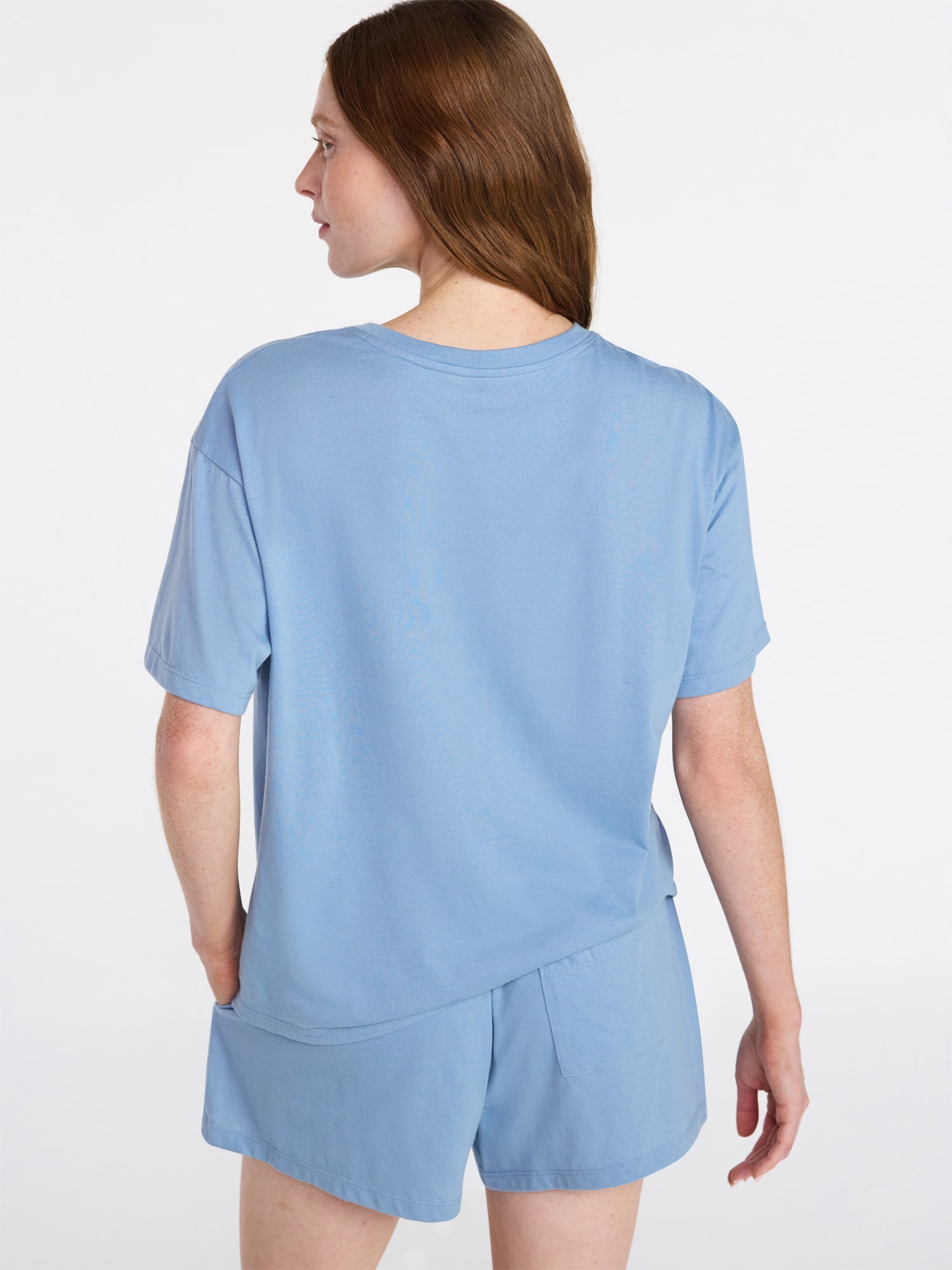 Joyspun Women's Short Sleeve Top and Shorts Pajama Set, 2-Piece, Sizes XS-3X