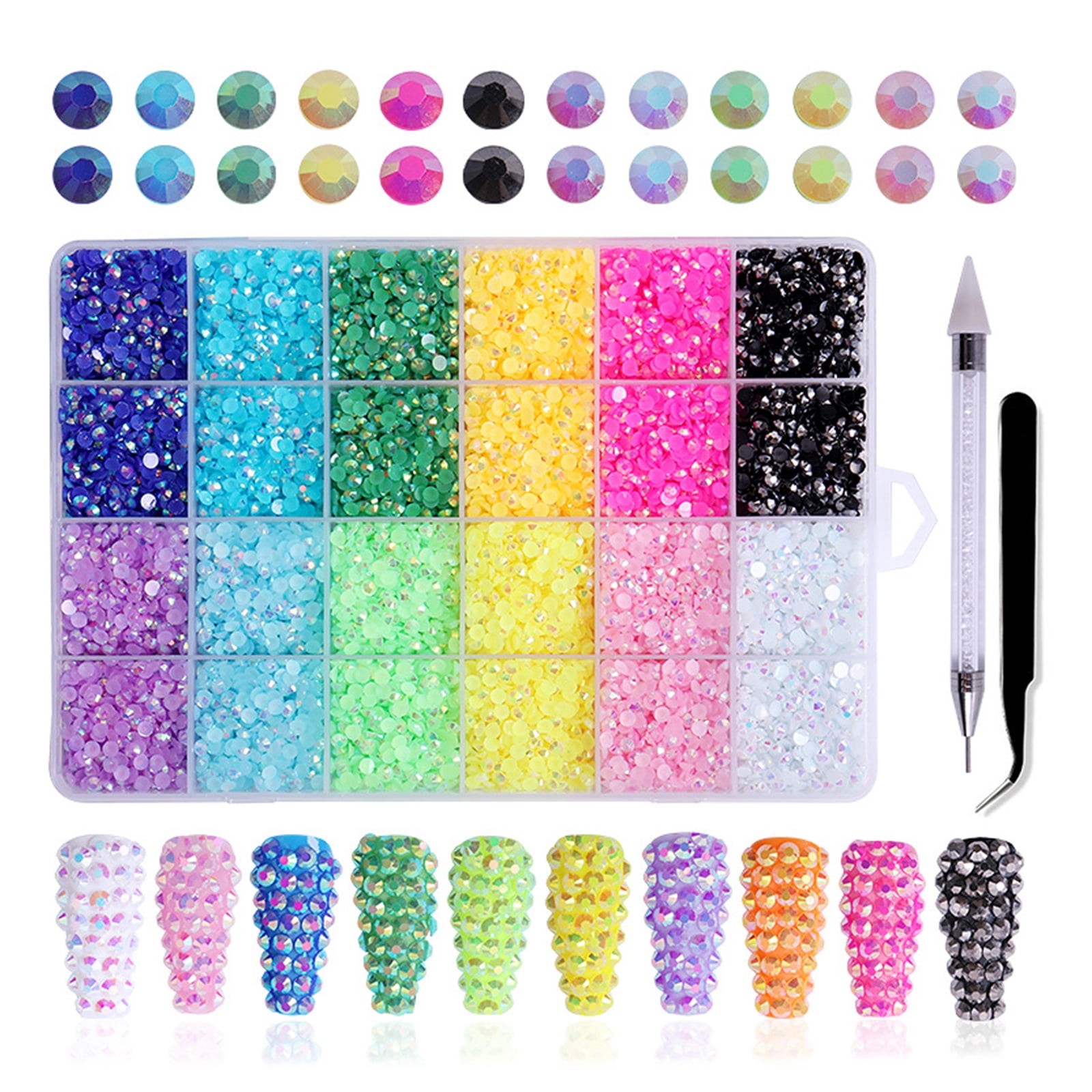 Resin Glitter 3D Rhinestones AB Flat Back Shiny Stones Nail Art Decoration Mixed Pack Nail Gems Crystal Strass Accessory