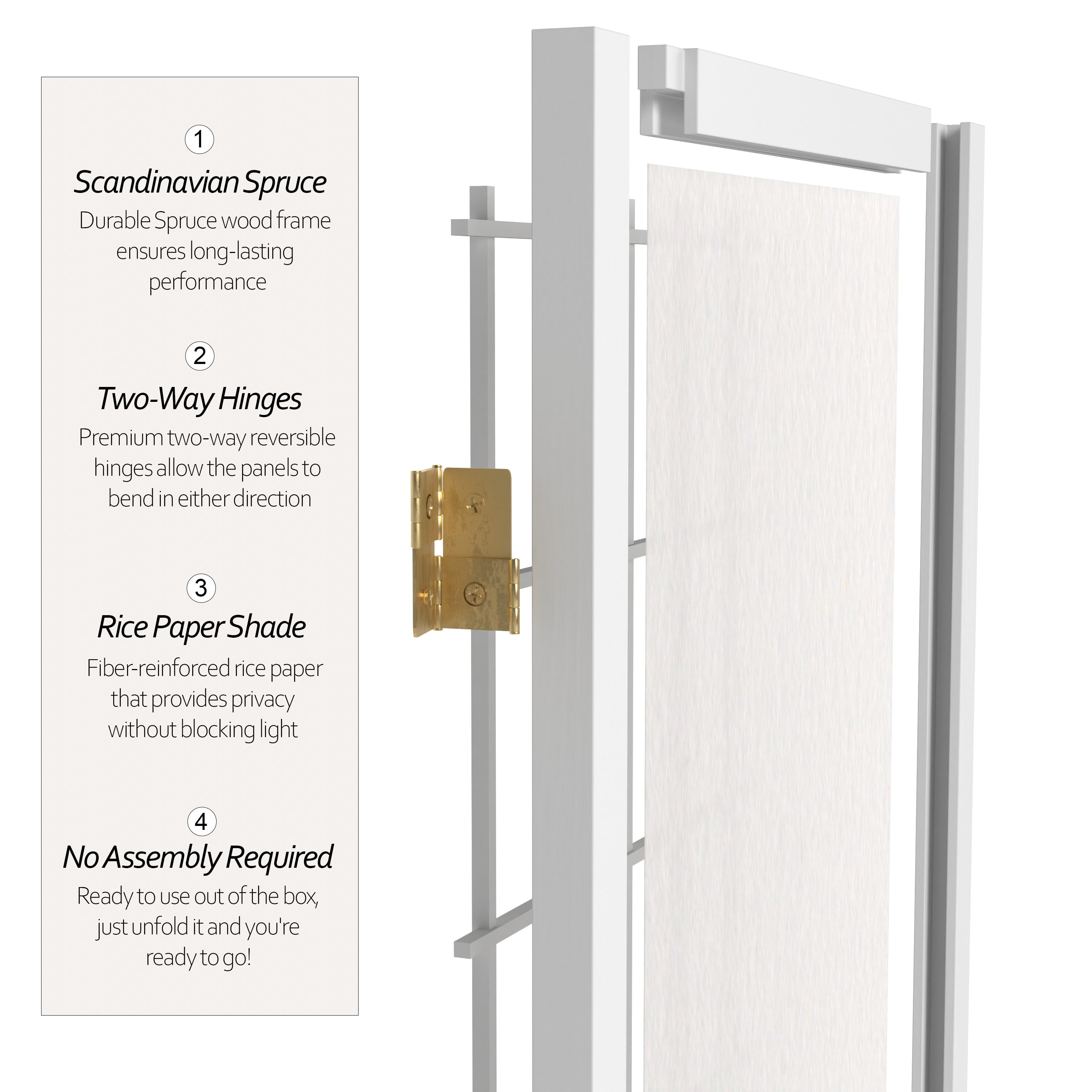 2 ft. Tall Desktop Window Pane Shoji Screen - White - 3 Panels