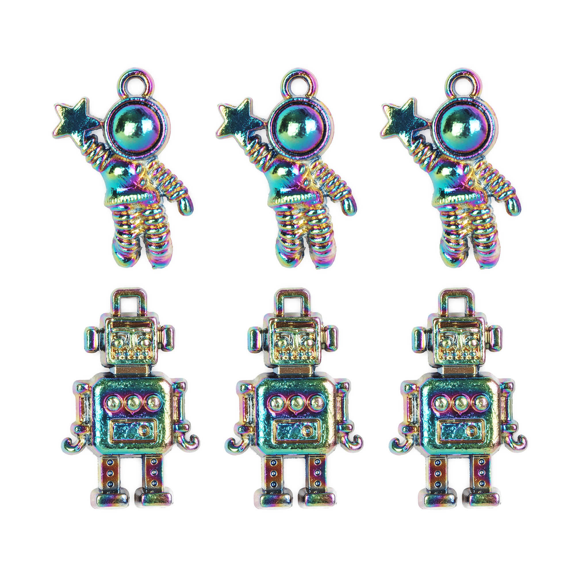 Cousin DIY 6 Piece Metallic Rainbow Space Charm Set, Metal, Adult, Unisex, 69995707