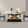 thumbnail image 2 of Dining Table Set 6 Chairs Ltalian Luxury Modern Marble Multifunction Set Table and Chairs Garden Steel Mesa De Cozinha Furniture My Lux Decor Round, 2 of 20