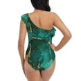 thumbnail image 5 of Goofa Green Gold Glitter Pattern Women's One Piece Swimsuits Tummy Control Bathing Suits Asymmetric One Shoulder Swimwear-X-Large, 5 of 6