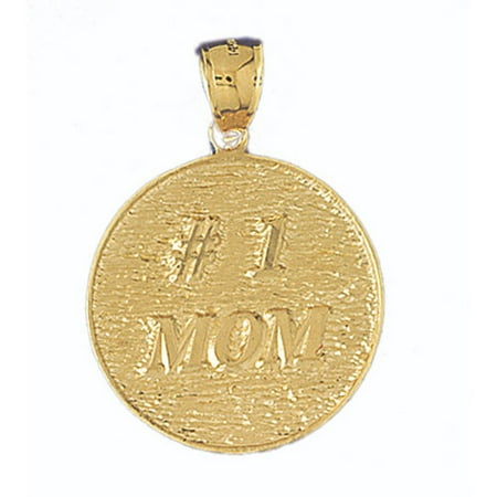 14K Yellow Gold #1 Mom Pendant - 35 mm