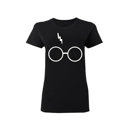 Harry Potter Glasses Lightning-Bolt Scar Women's T-shirt Black