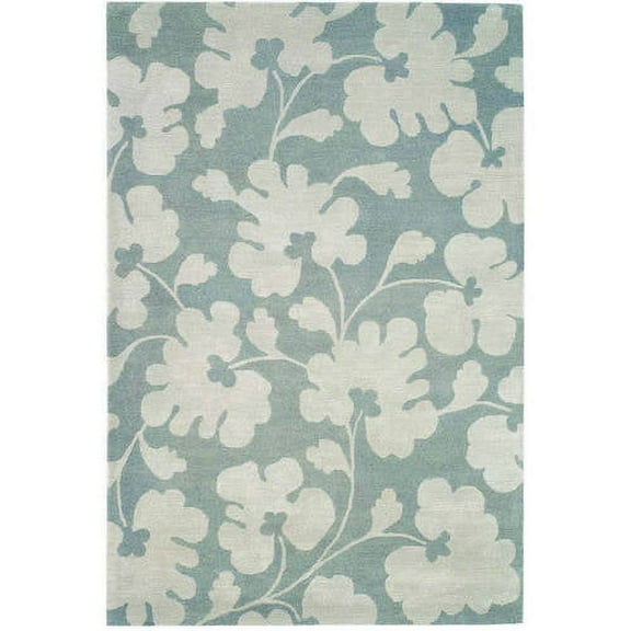 SAFAVIEH Soho Aristotle Floral Wool Area Rug, Light Blue/Silver, 5' x 8'