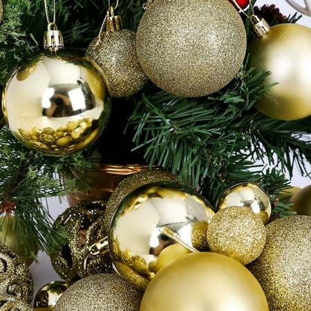 

Chicmine 100Pcs/Set Christmas Ball Ornaments Hanging Design Full of Vitality Vintage Style Shatterproof Christmas Ball Pendant Set for Home