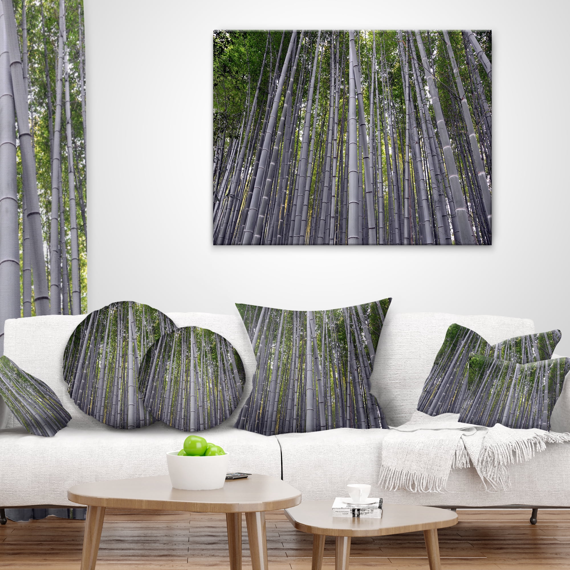 Designart Thick Bamboo Trunks in Japan - Forest Throw Pillow - 12x20