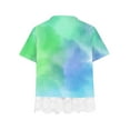 thumbnail image 4 of Annhoo Summer T Shirts for Girls Trendy Gradient Color Short Sleeve Tees Kids Lace Trim Crewneck Dressy Blouses, 4 of 4