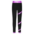 thumbnail image 2 of IEFIEL Kids Girls High Waist Figure Skating Leggings Spiral Metallic Stripes Gym Dance Pants Purple 16, 2 of 5