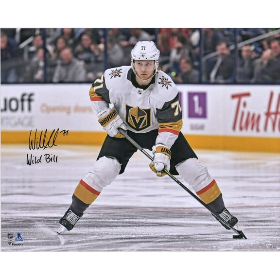 William Karlsson Vegas Golden Knights Autographed 16" x 20" White Jersey Skating Photograph with "Wild Bill" Inscription - Fanatics Authentic Certified