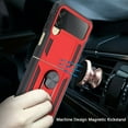 thumbnail image 3 of for Samsung Galaxy Z Flip 3 5G Phone Case Magnet Mount Ready Slip Guard Grids Pattern Ring Kickstand Hybrid Slim Shock Bumper Cover, 3 of 4