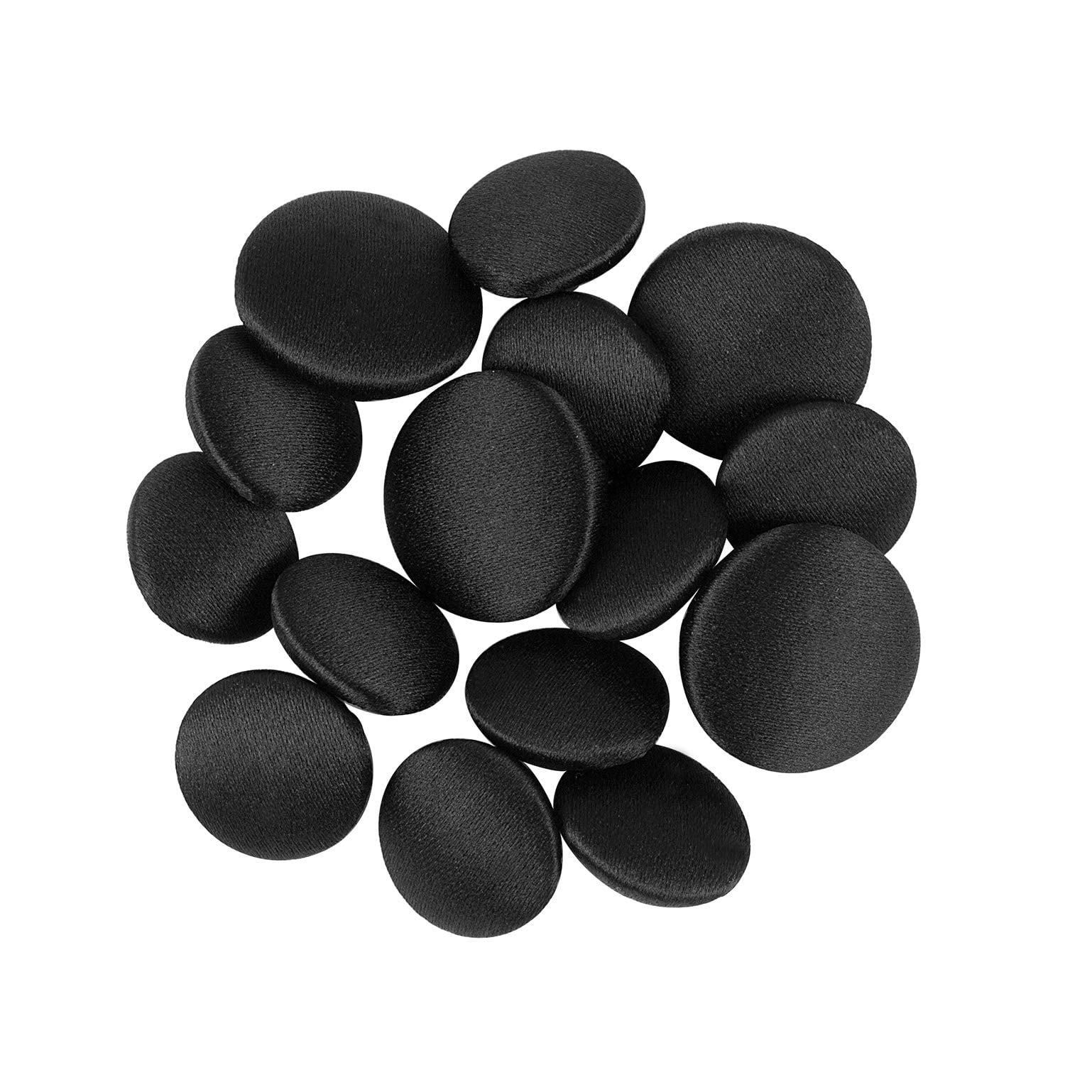 ButtonMode Tuxedo Suit Buttons 15pc Set (Fits Most Formalwear) Includes 4 Jacket Front Buttons (19mm or 3/4 Inch) and 11 Sleeve and Pant Buttons (15mm or 5/8 Inch), Black Satin Smooth, 15-Buttons