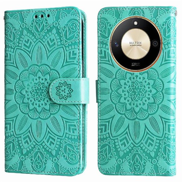 Funda tipo cartera GANGXUN para Honor Magic 6 Lite , diseño girasol, cuero PU, soporte, cierre magnético, tarjetero
